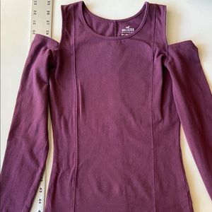 Hollister Purple Long Sleeve Cold Shoulder Top
